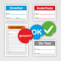 Aufkleber und Prüfetiketten zur Qualitätskontrolle
