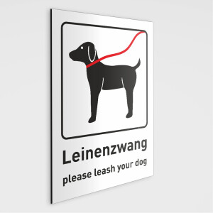 Leinenzwang für Hunde Schild, Beschreibung auf...