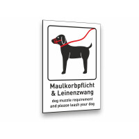 Maulkorb und Leinenzwang für Hunde Schild,...