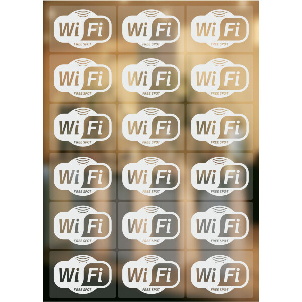 18 Stück Wifi Aufkleber, wireless lan Symbol Aufkleber, wlan Aufkleber transparent