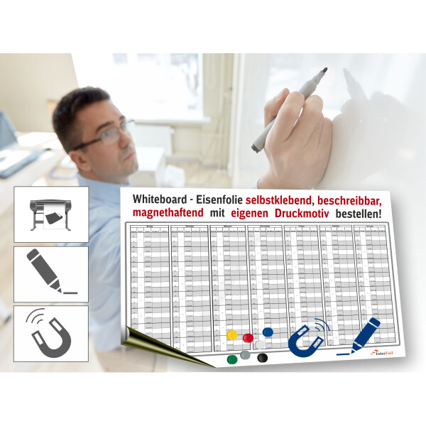 Whiteboard Folie, Eisenfolie selbstklebend, beschreibbar, mit eigenen Druckmotiv bestellen!