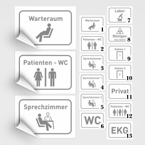 Arztpraxis Beschilderung - Wartezimmer Schild, WC, Labor Schild, Privat Schild