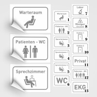 Arztpraxis Beschilderung - Wartezimmer Schild, WC, Labor...