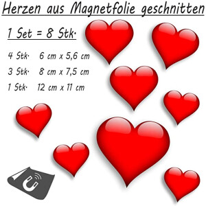 Herzen aus Magnetfolie Hochzeitsauto Dekoset