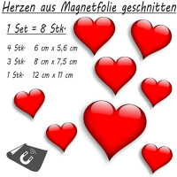 Herzen aus Magnetfolie Hochzeitsauto Dekoset