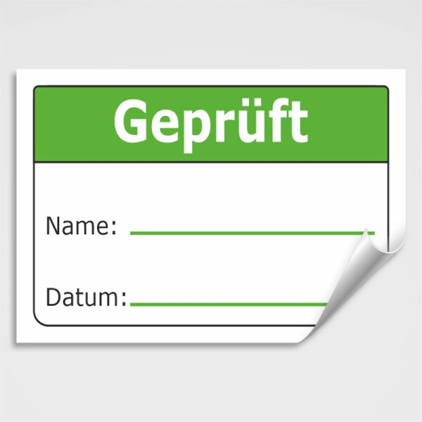 Aufkleber Geprüft Name Datum