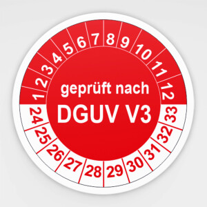 Pr&uuml;fplaketten DGUV V3 (ehem. BGV A3) rot