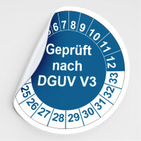 Prüfplaketten geprüft nach DGUV V3 blau