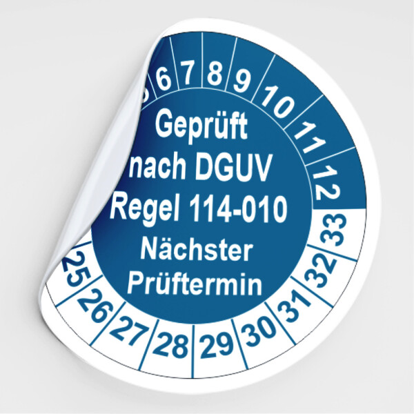 Prüfplaketten geprüft nach DGUV Regel 114-010 blau