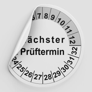 Pr&uuml;fplaketten wei&szlig; (N&auml;chster Pr&uuml;ftermin)