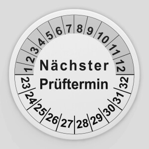 Pr&uuml;fplaketten wei&szlig; (N&auml;chster Pr&uuml;ftermin)