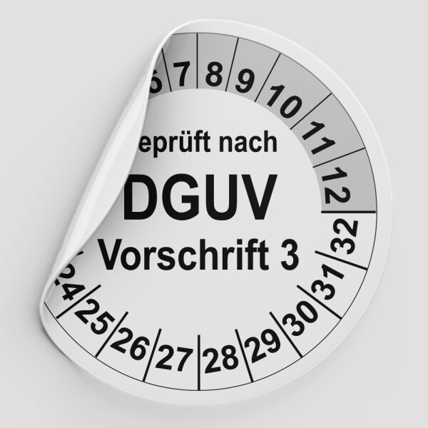 Prüfplaketten weiß (Geprüft nach DGUV -Vorschrift 3)