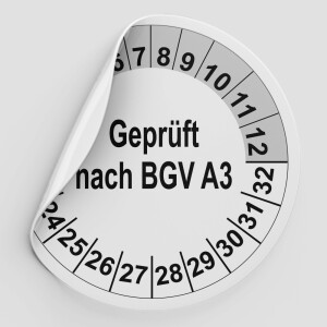 Prüfplaketten weiß (Geprüft nach BGV A3)