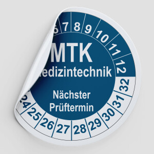 Pr&uuml;fplaketten blau (MTK Medizintechnik)