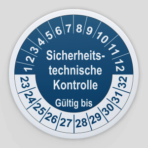 Pr&uuml;fplaketten blau (Sicherheitstechnische Kontrolle)