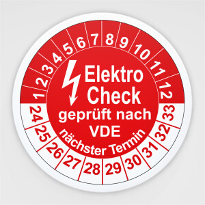 Pr&uuml;fplaketten Elektro Gepr&uuml;ft gem&auml;&szlig; VDE