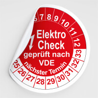 Pr&uuml;fplaketten Elektro Gepr&uuml;ft gem&auml;&szlig; VDE