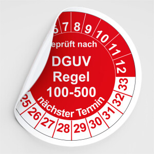 Pr&uuml;fplaketten Gepr&uuml;ft nach DGUV Regel 100-500