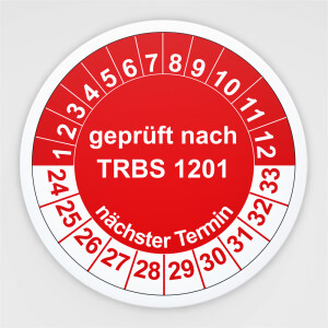 Pr&uuml;fplaketten gepr&uuml;ft nach TRBS 1201