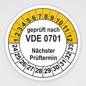 Pr&uuml;fplaketten Gepr&uuml;ft nach VDE 0701