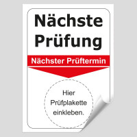 Grundplakette Nächste Prüfung