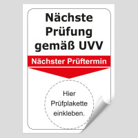 Grundplakette Nächste Prüfung gemäß UVV