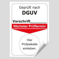 Grundplakette Geprüft nach DGUV Vorschrift