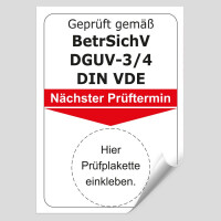 Grundplakette Geprüft gemäß BetrSichV...