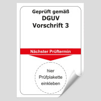 Grundplakette Geprüft gemäß DGUV...