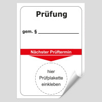 Grundplakette Prüfung gemäß §