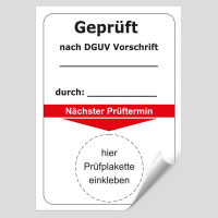 Grundplakette Geprüft nach DGUV Vorschrift durch