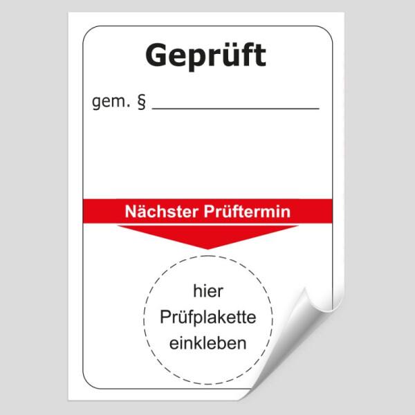 Grundplakette Geprüft gemäß §...