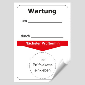 Grundplakette Wartung am- durch-