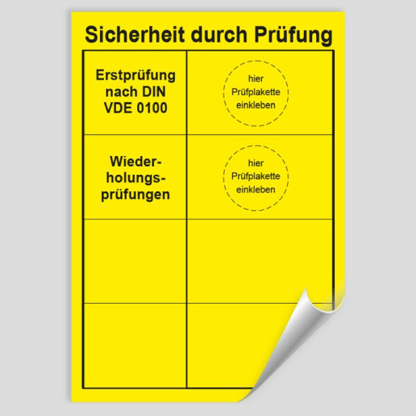 Grundplakette Erstprüfung - Wiederholungsprüfung