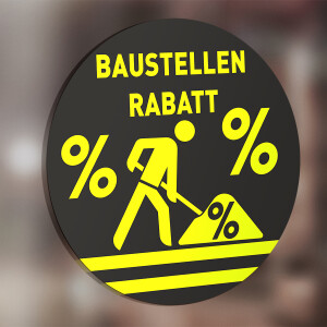 Baustellen Rabatt Aufkleber neongelb, Aktion Prozente...