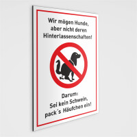 Hundekot Schild - Sei kein Schwein - DIN A5 - mit...