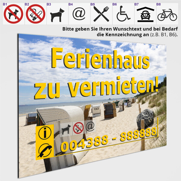 Ferienhaus zu vermieten Schild