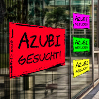 Azubi gesucht Aufkleber als Neonklebefolie