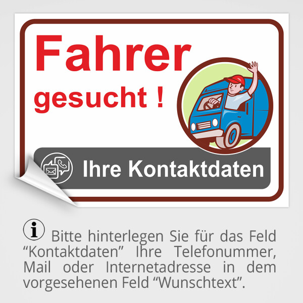 Aufkleber Fahrer gesucht