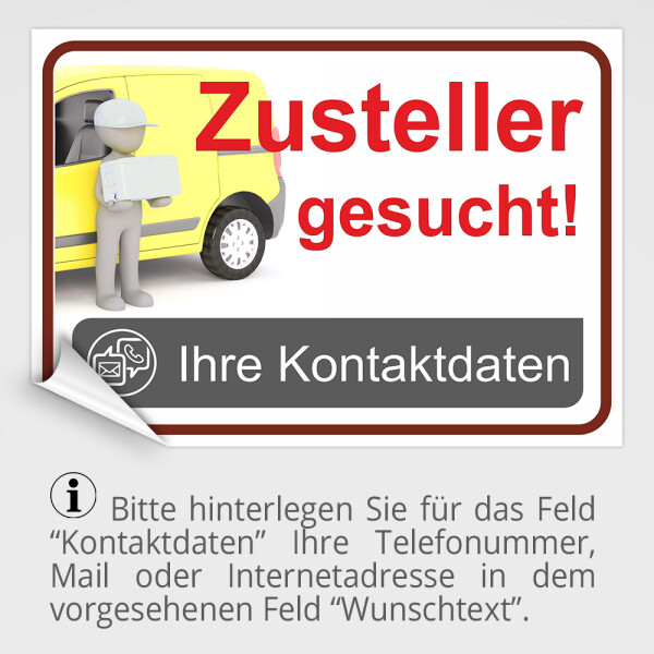 Aufkleber Zusteller gesucht