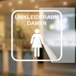 Umkleidekabinen Schild Damen, Aufkleber Symbol Umkleide, im Folienschnitt