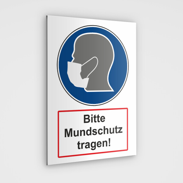 Mundschutzpflicht Schild 3mm, Mundschutz tragen - Mundschutzpflicht Maskenpflicht