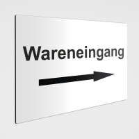 Wareneingang mit Pfeil als Schild oder Aufkleber