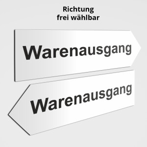 Warenausgang Richtungspfeil als Schild oder Aufkleber