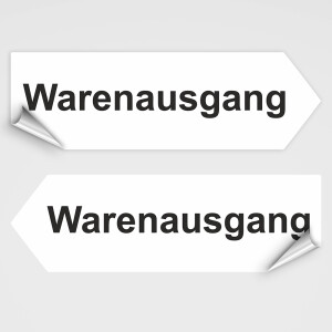 Warenausgang Richtungspfeil als Schild oder Aufkleber