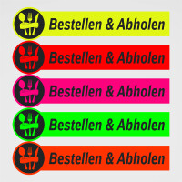 Bestellen und Abholen Aufkleber auf Neonklebefolie