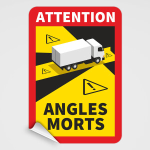 5er Set LKW SAUGNAPFFOLIE - Toter Winkel Attention &ndash; Angles Morts Frankreich