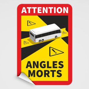 3er Set BUS AUFKLEBER - Toter Winkel Attention &ndash; Angles Morts Frankreich