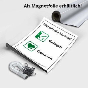 2G-Regel Hinweis Schild im DIN A4 Format