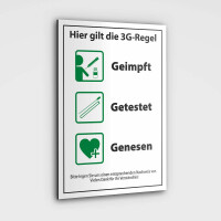 3G-Regel Schild - geimpft getestet genesen DIN A4 Format